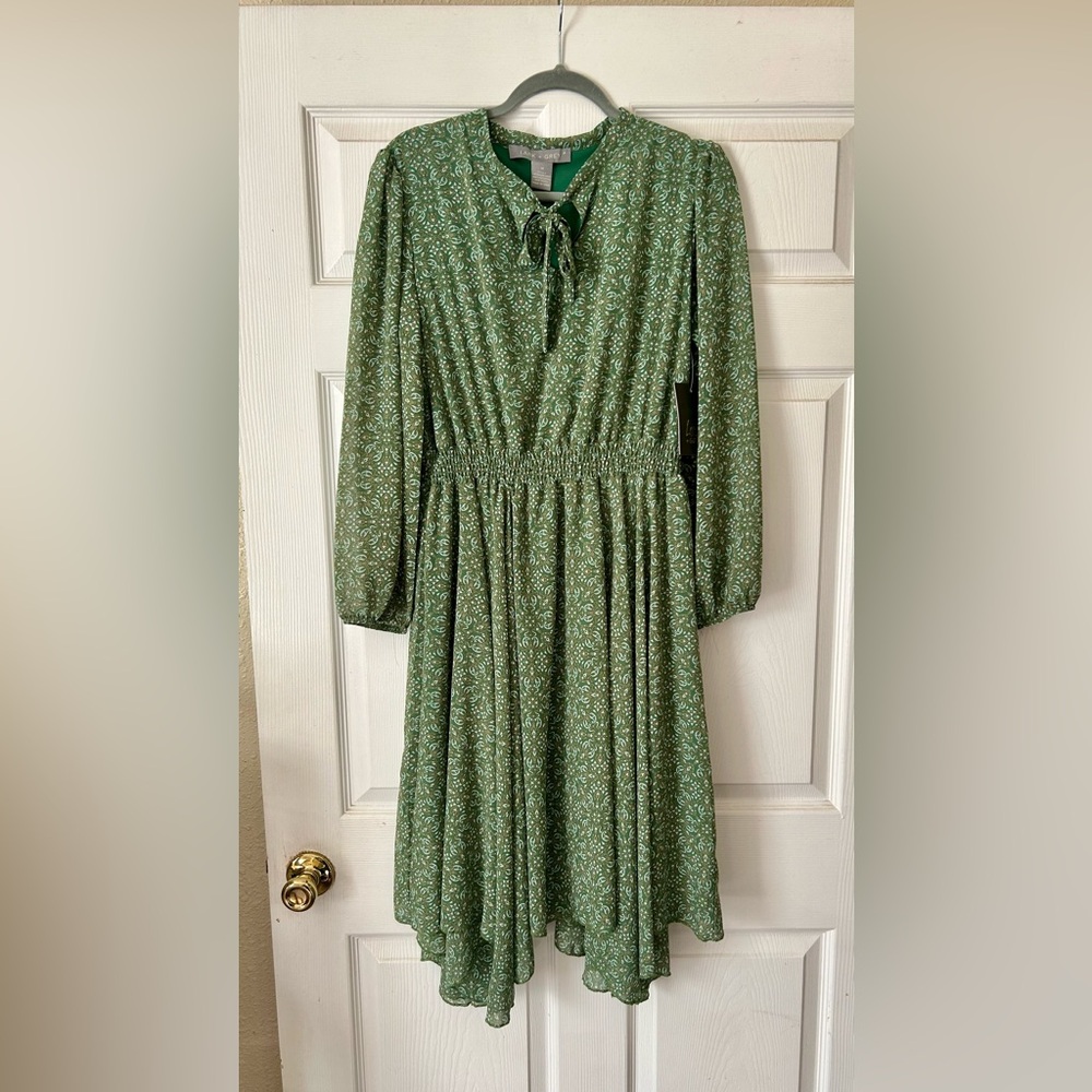 Slinky Green Floral Dress